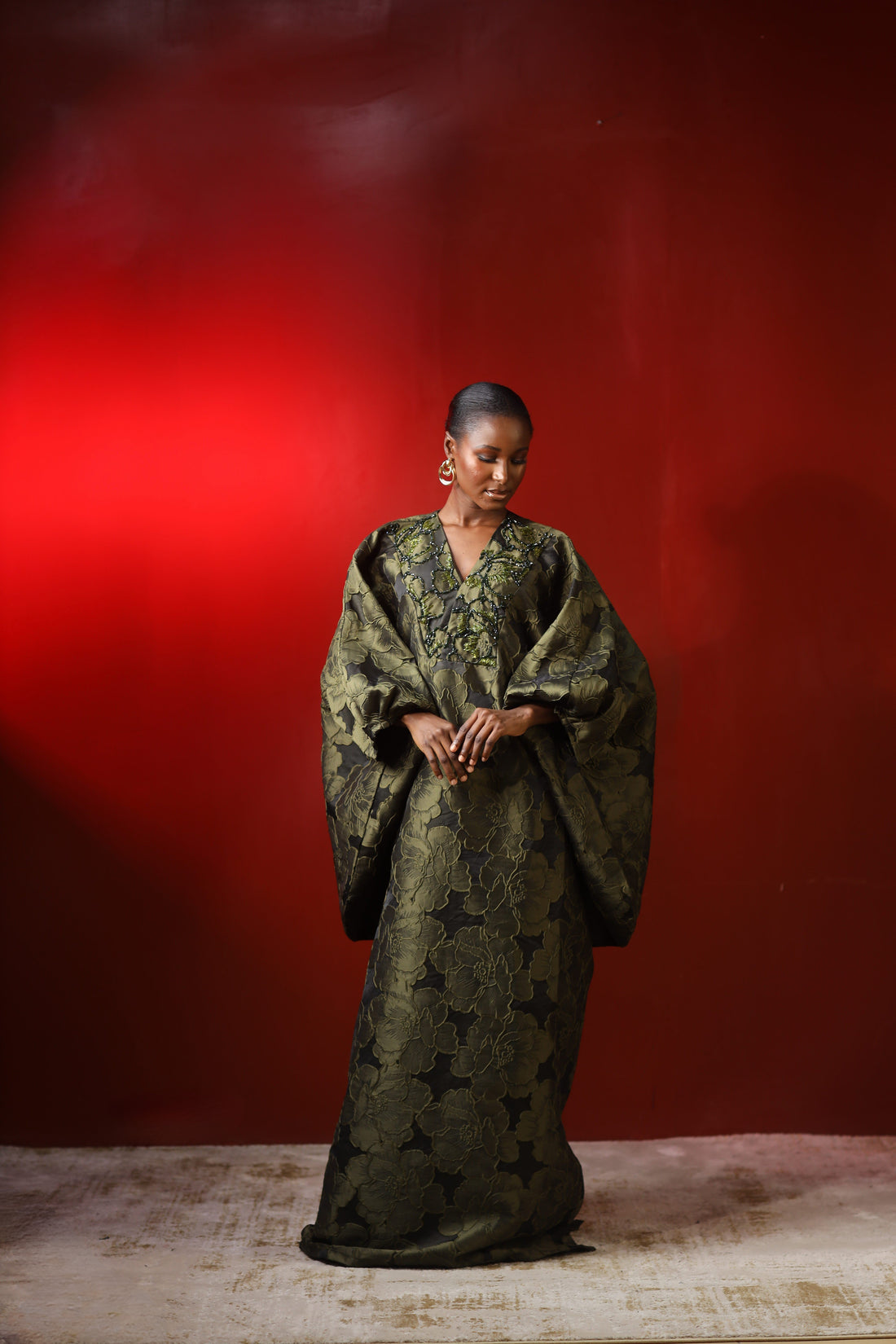 BEADED V-NECK BOUBOU