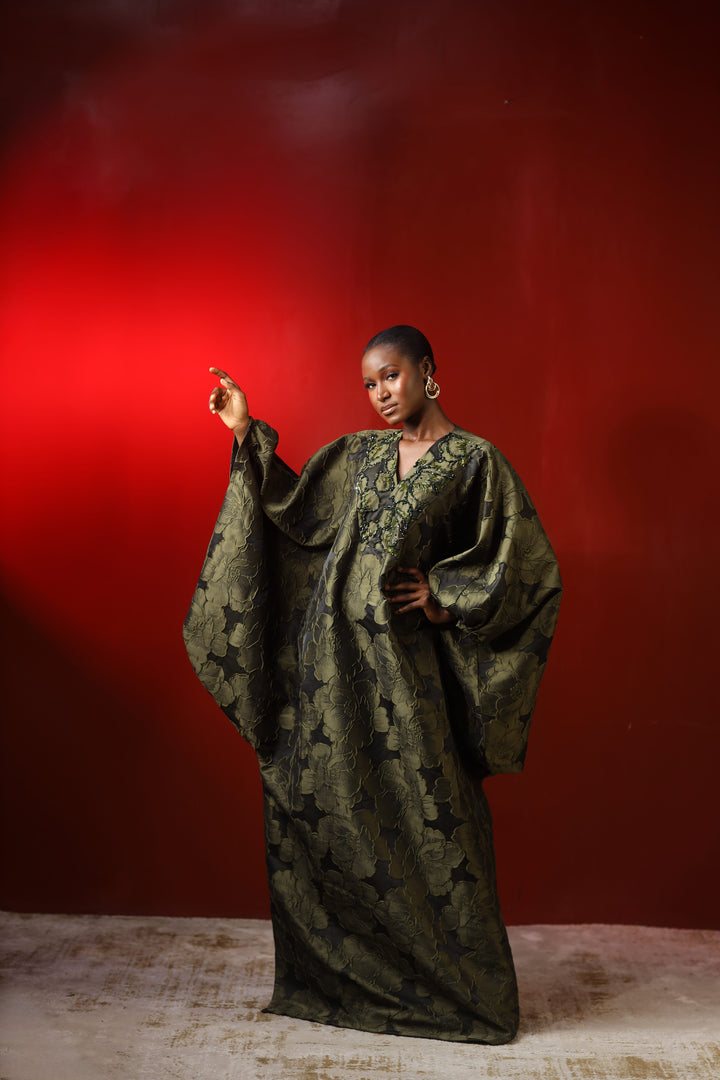 BEADED V-NECK BOUBOU