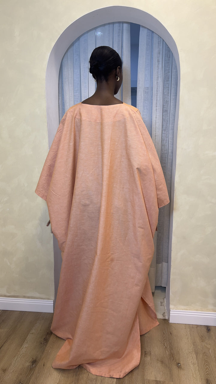 GOLDEN HOUR RELAXED LINEN KAFTAN  - PEACH