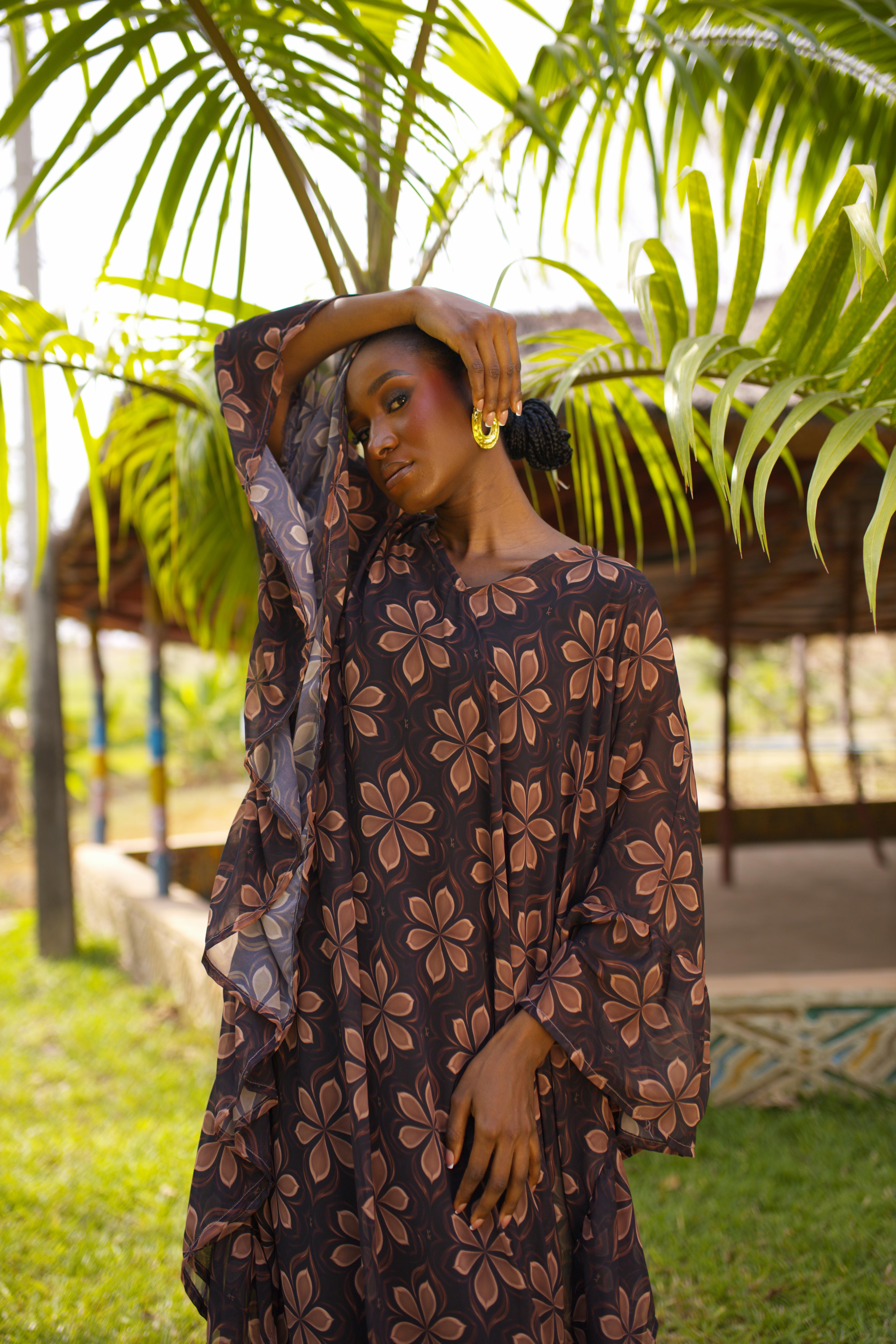 SAHARA CHIFFON BUBU IN CUSTOM SAHEL REVERIE PRINT