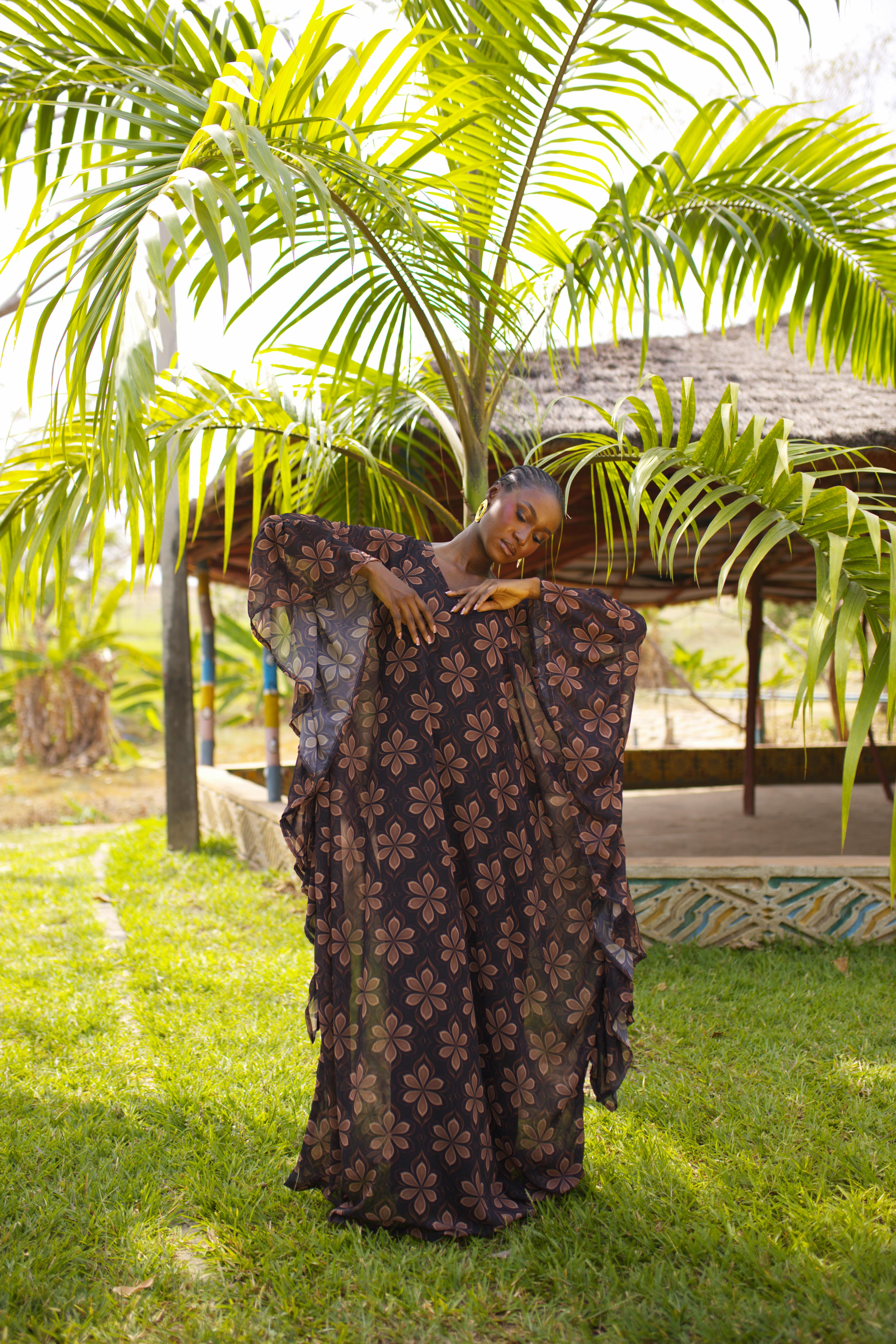 SAHARA CHIFFON BUBU IN CUSTOM SAHEL REVERIE PRINT