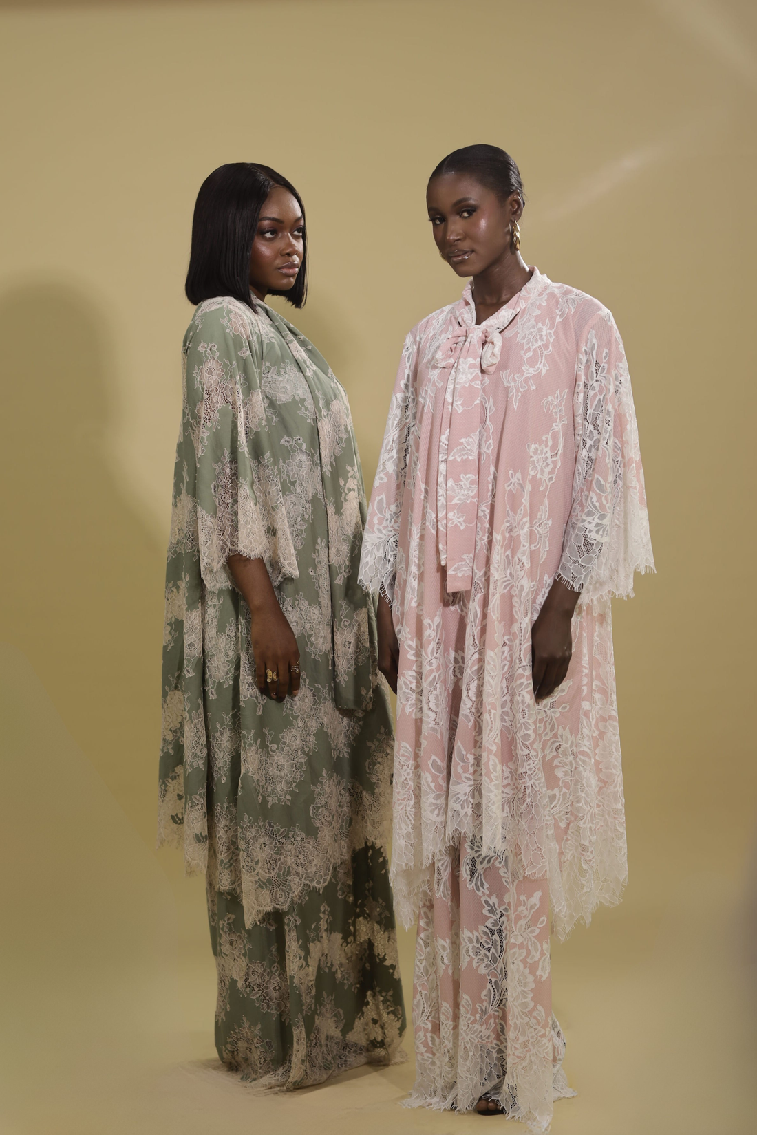 THE SERAPHINA LACE KAFTAN TWO PIECE- SAGE GREEN
