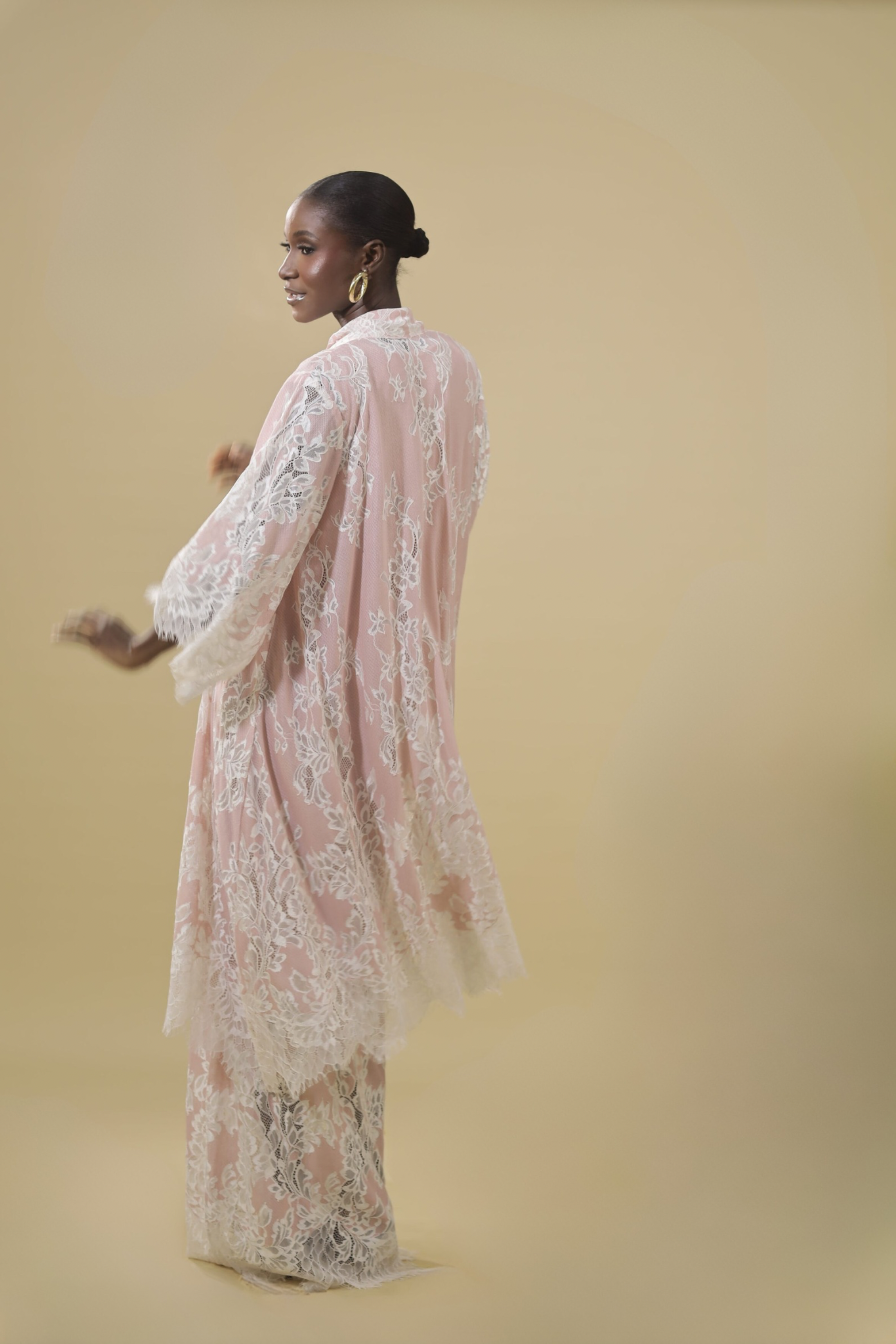 THE SERAPHINA LACE KAFTAN TWO PIECE-PINK