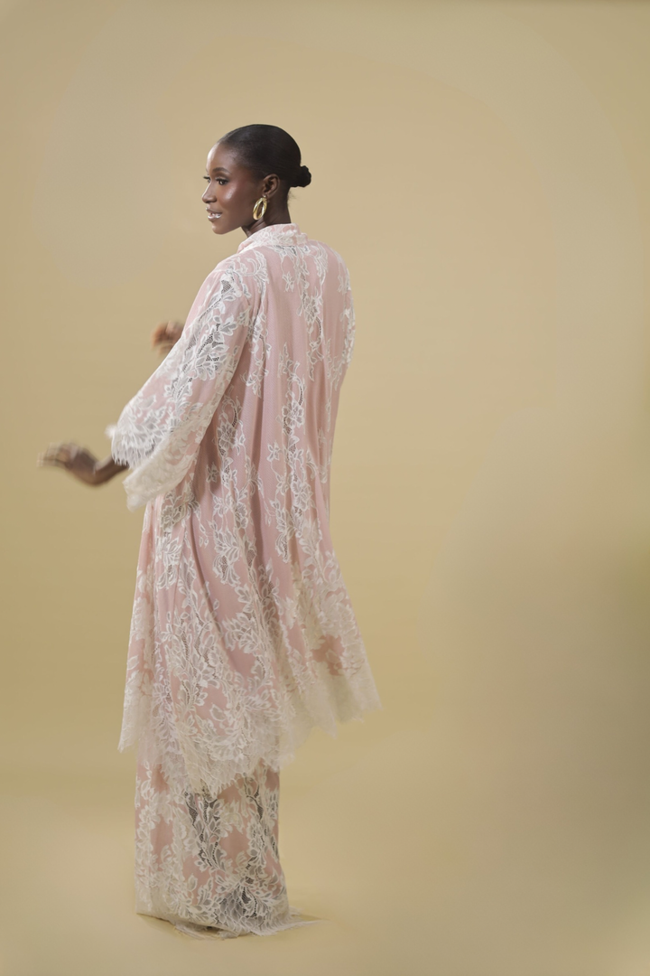 SERAPHINA LACE KAFTAN TWO PIECE - PINK