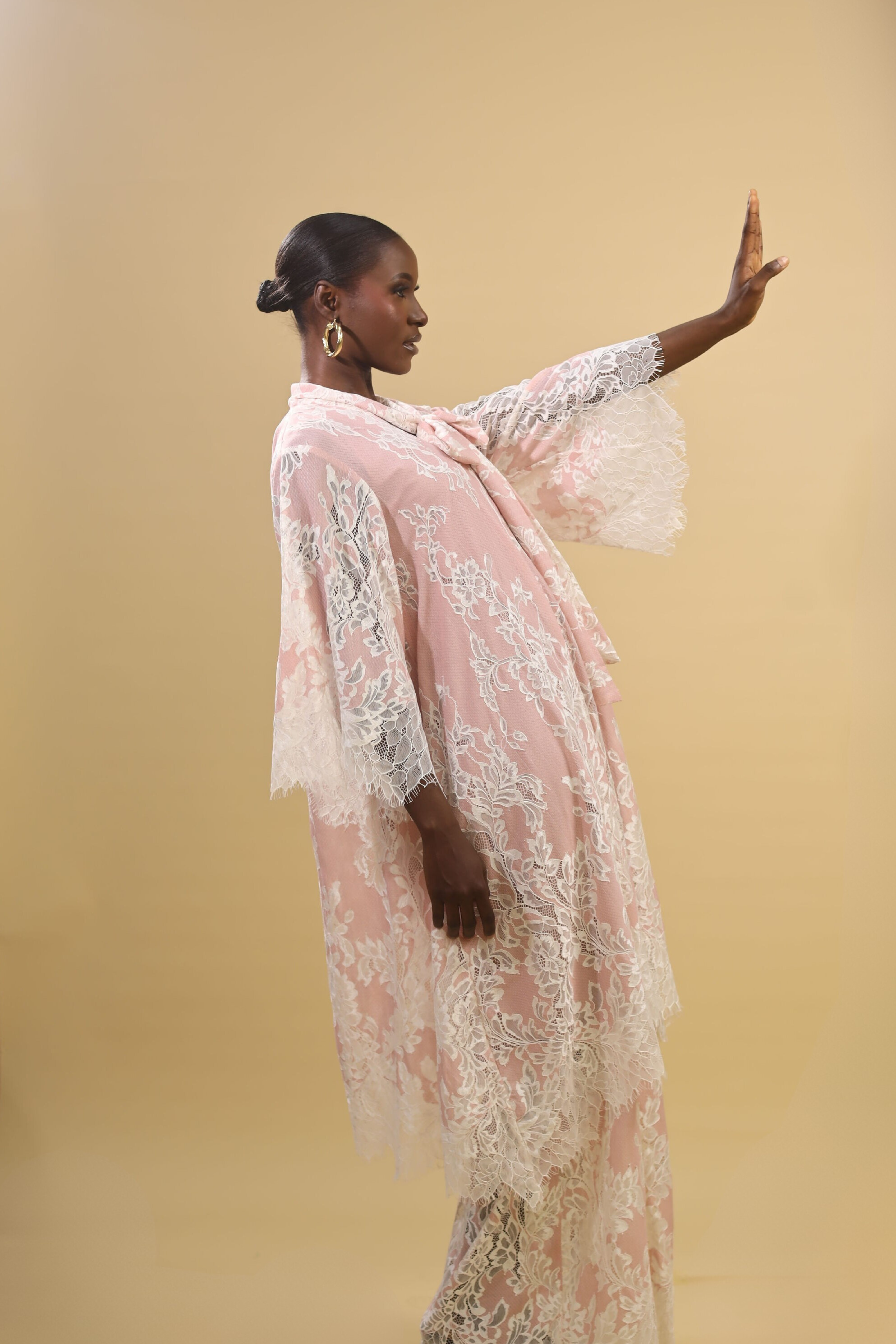 THE SERAPHINA LACE KAFTAN TWO PIECE-PINK