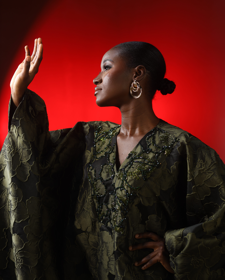 BEADED V-NECK BOUBOU